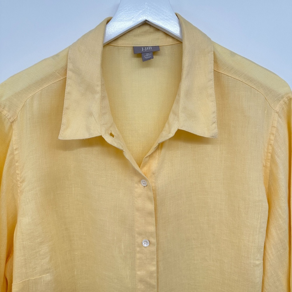 J Jill Tunic Top Shirt‎ 1X Button Up 100% Linen Preppy Coastal Beachy Lagenlook - Picture 4 of 11